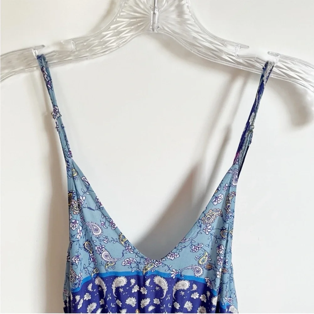 Jaase Wave Sapphire Jumpsuit blue floral print sleeveless drawstring waist - Picture 7 of 9